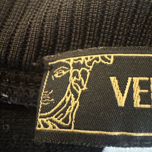 Versace Vintage, Black, Long Sleeve Plunge V-neck, Blouse Women - Picture 7 of 13